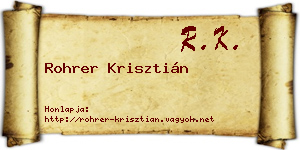 Rohrer Krisztián névjegykártya