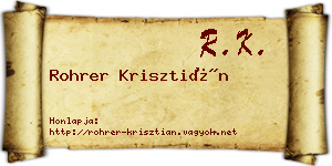 Rohrer Krisztián névjegykártya